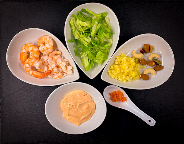 ingrdientes ensalada de langostinos.