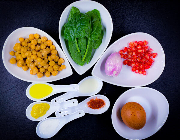 ingrecientes ensalada de garbanzos y granada